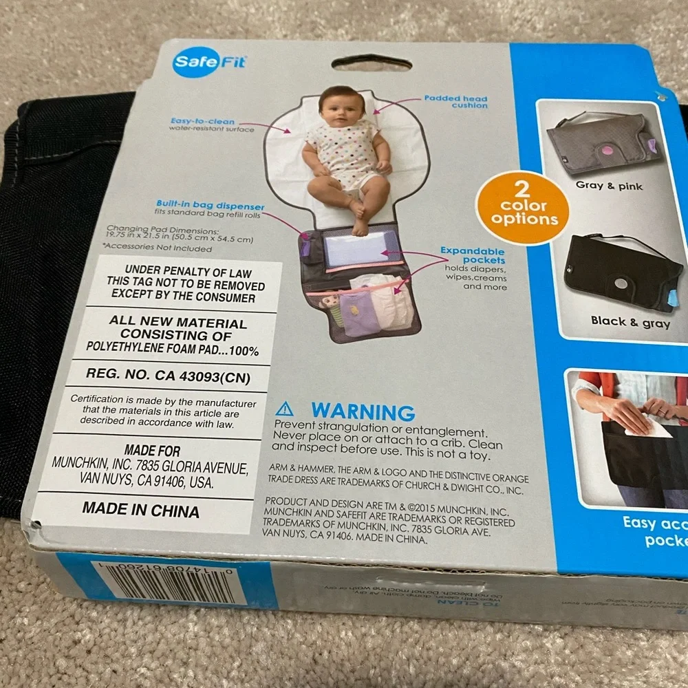 new safefit deluxe extra large black diaper change pad multiple storage pockets
